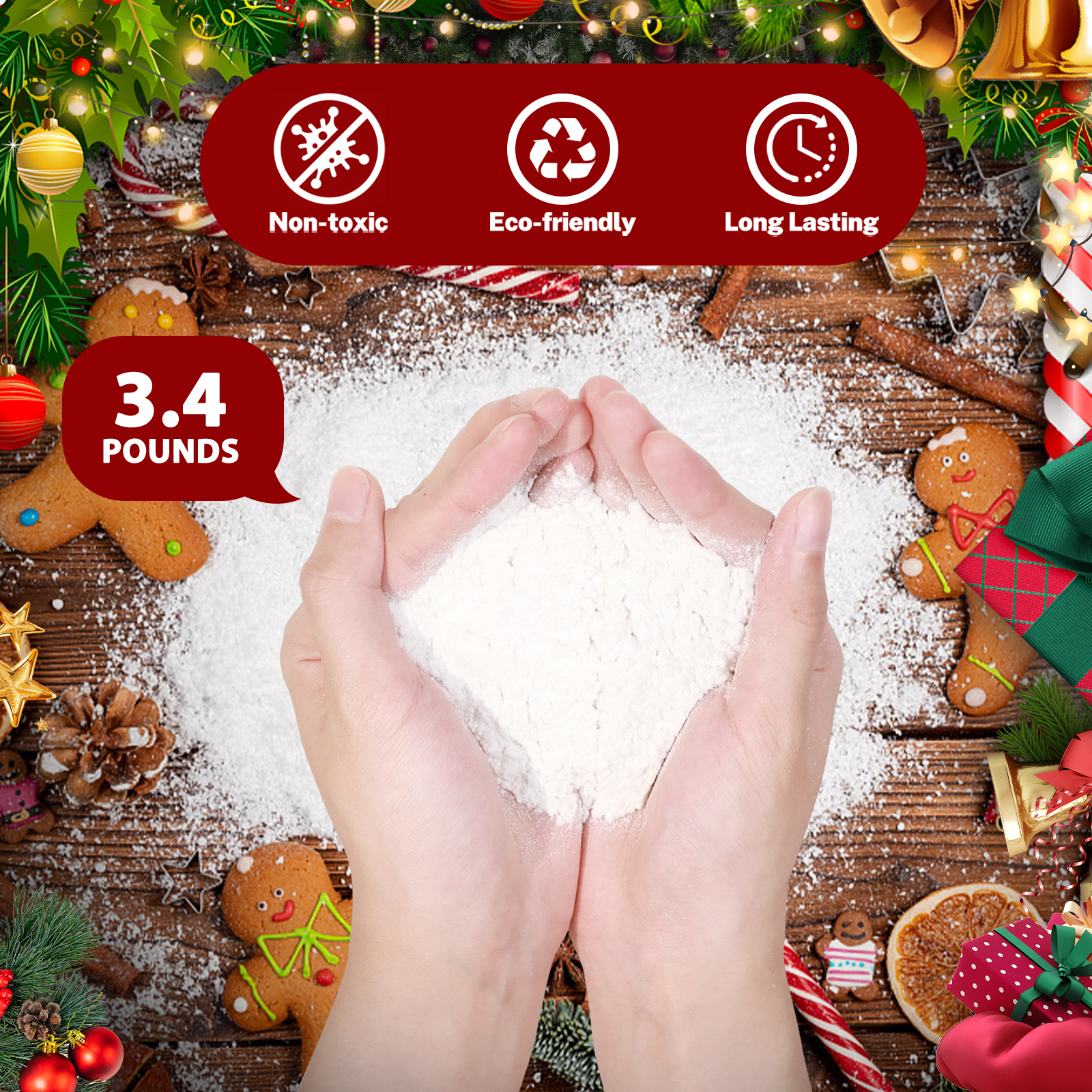 Christmas Wreath Fake - 3.4 Lbs Artificial Snow Flocking Powder