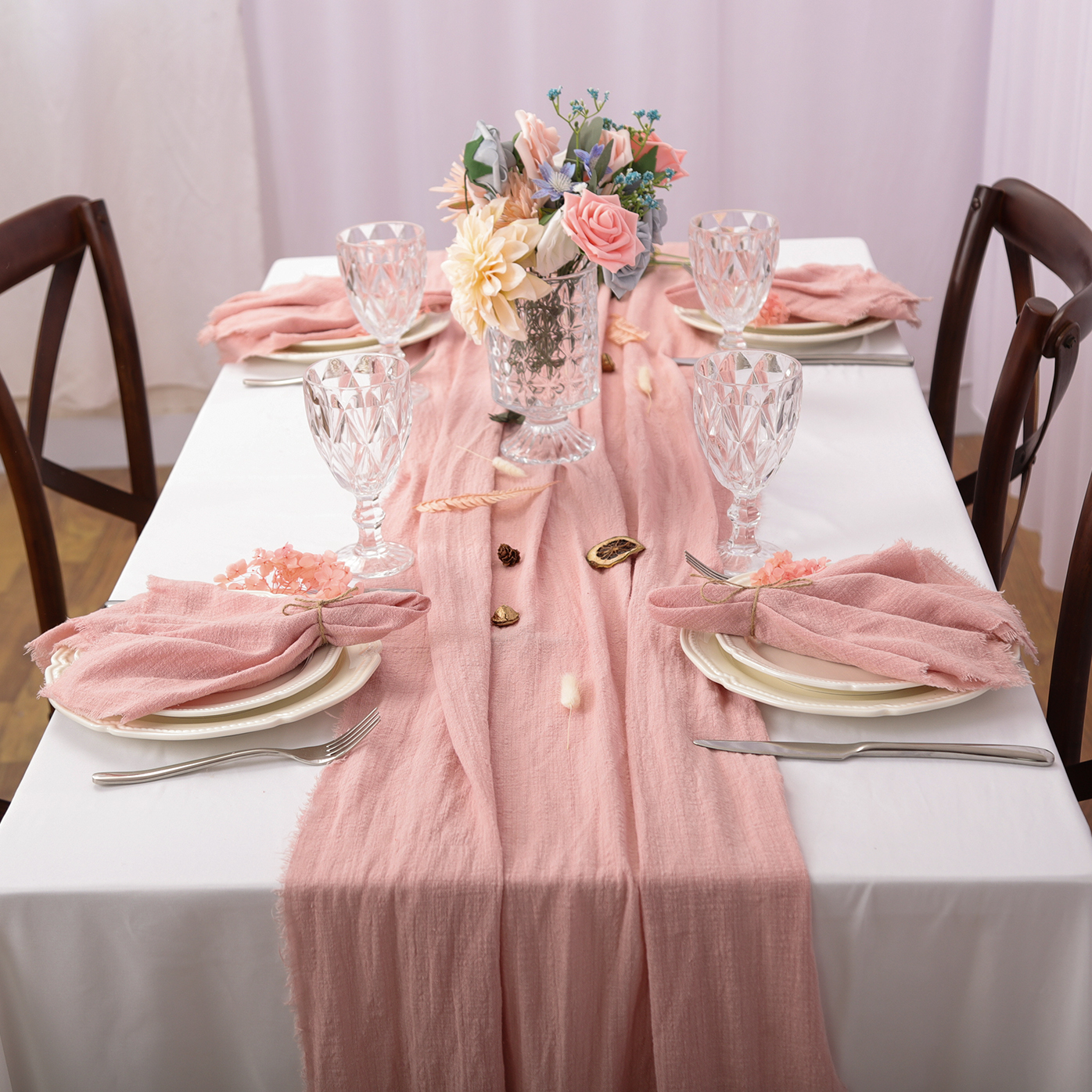 Christmas Table Runner - Retro Gauze Cotton Wedding Table Runner