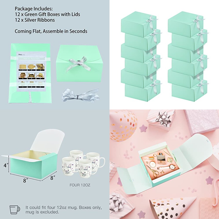 12 Sets Turquoise Green Gift B - Gift Box Wrap Set 리뷰 및 가격