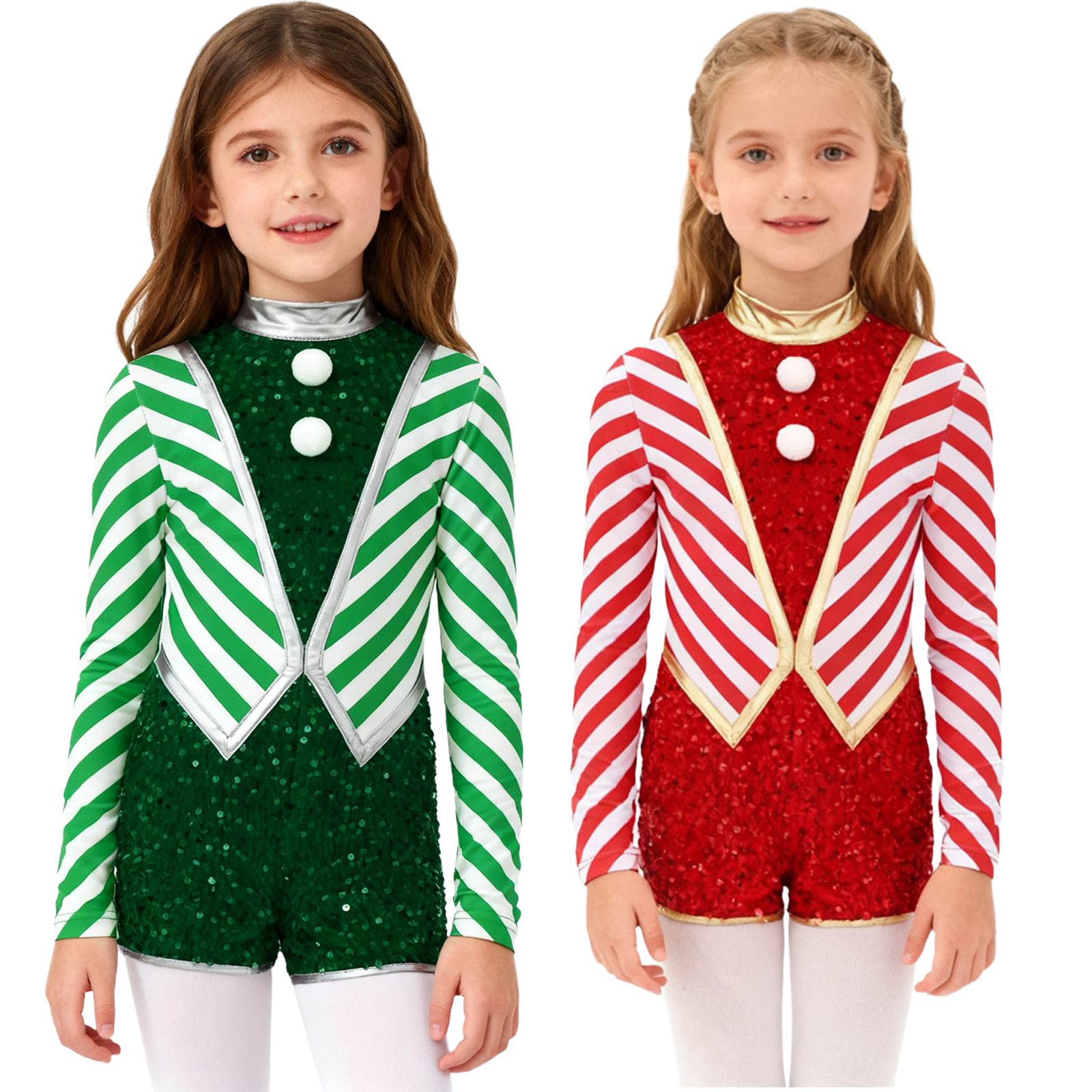 Kids Girls Long Sleeve Sequin  - Elf Costume Christmas 리뷰 및 가격