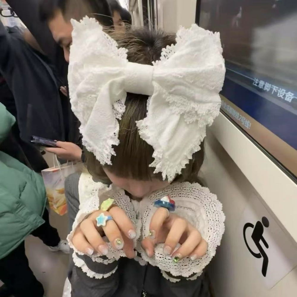 Y2K Lolita Lovely Lace Headban - Ribbon Bow Gift 리뷰 및 가격