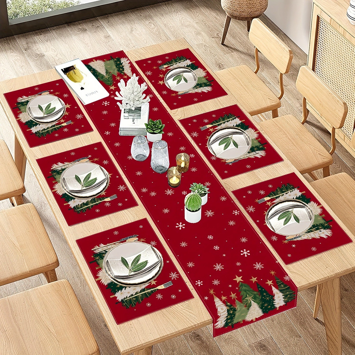 7-Piece Christmas Placemat and - Christmas Table Runner 리뷰 및 가격