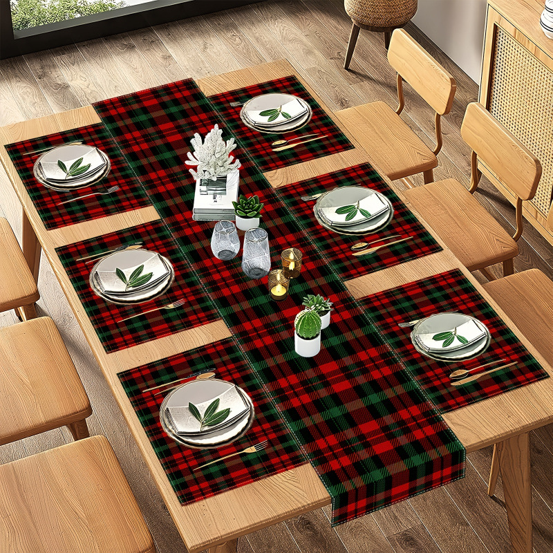 7-Piece Christmas Placemat and - Christmas Table Runner 리뷰 및 가격