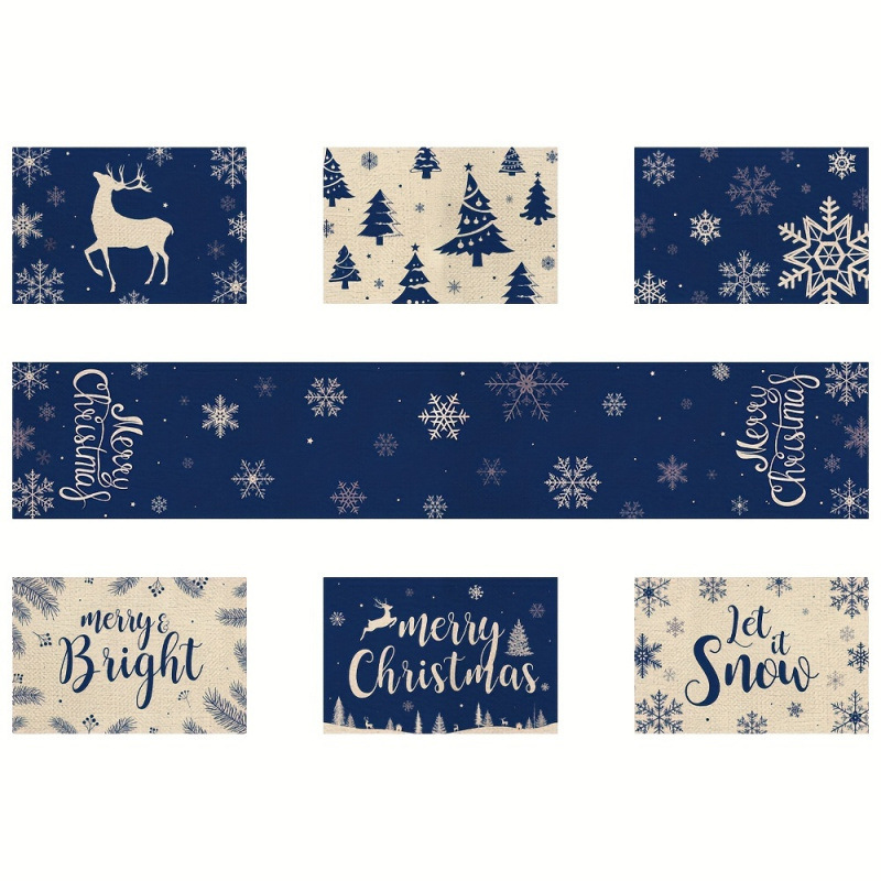 7-Piece Christmas Placemat and - Christmas Table Runner 리뷰 및 가격