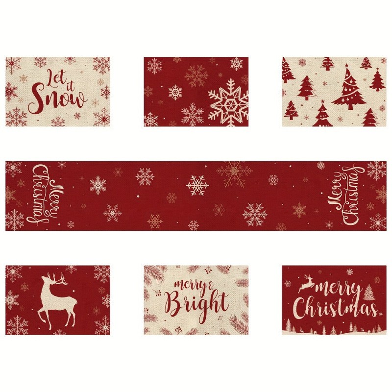 7-Piece Christmas Placemat and - Christmas Table Runner 리뷰 및 가격
