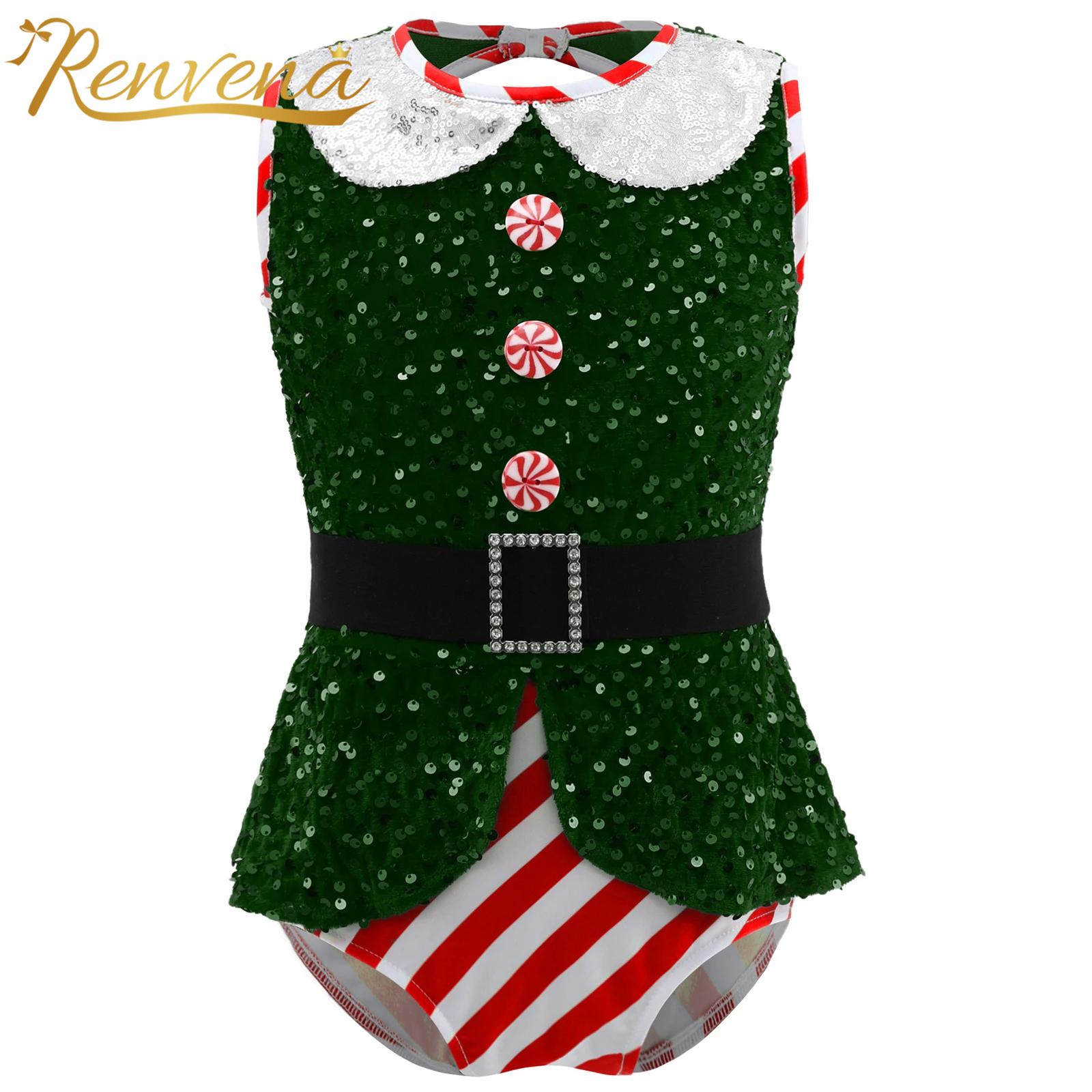 Girls Sparkly Sequins Jumpsuit - Elf Costume Christmas 리뷰 및 가격