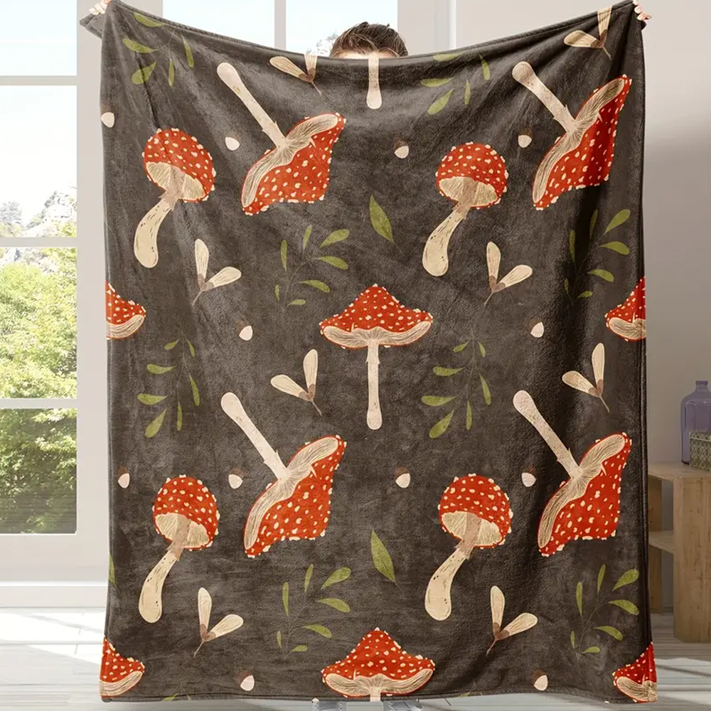 Vintage Mushroom & Floral Flan - Christmas Throw Blanket 리뷰 및 가격