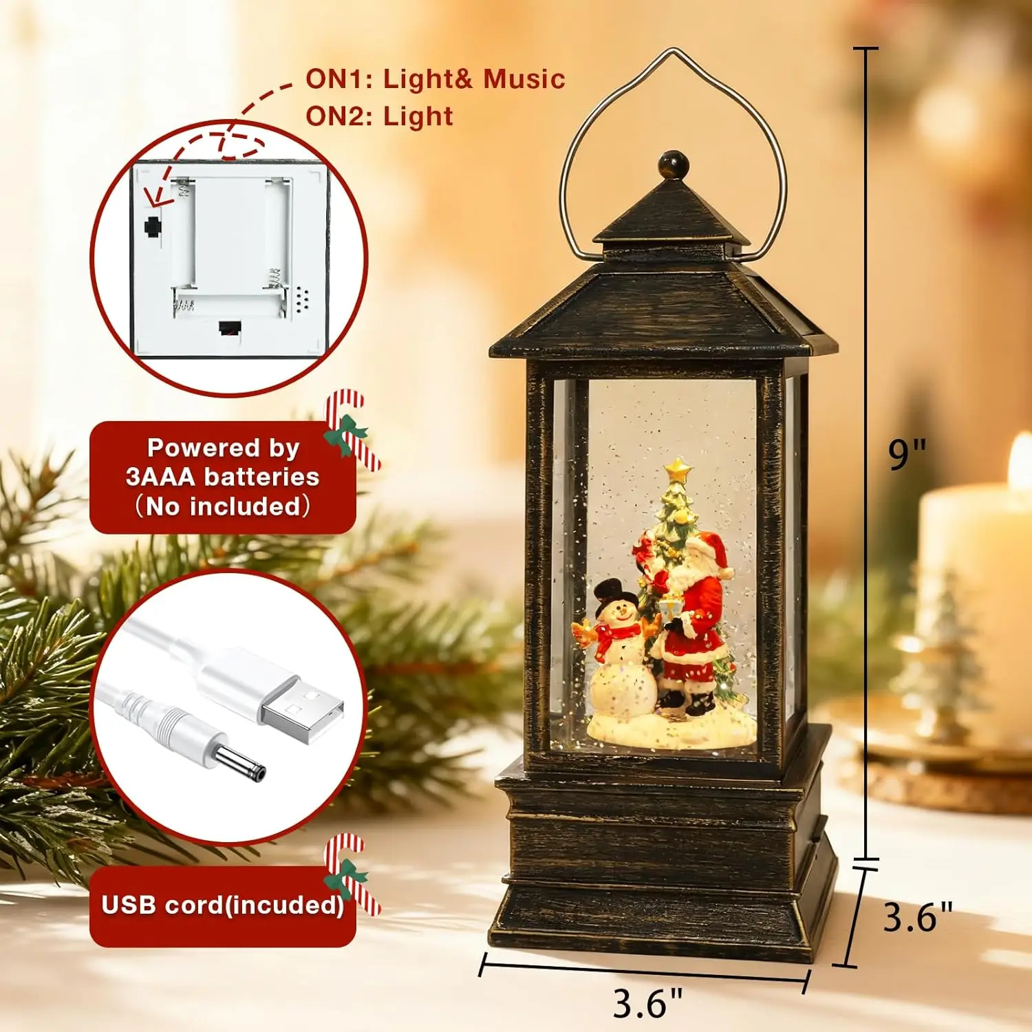 Christmas Snow Globe Lantern w - Snow Globe Musical 리뷰 및 가격