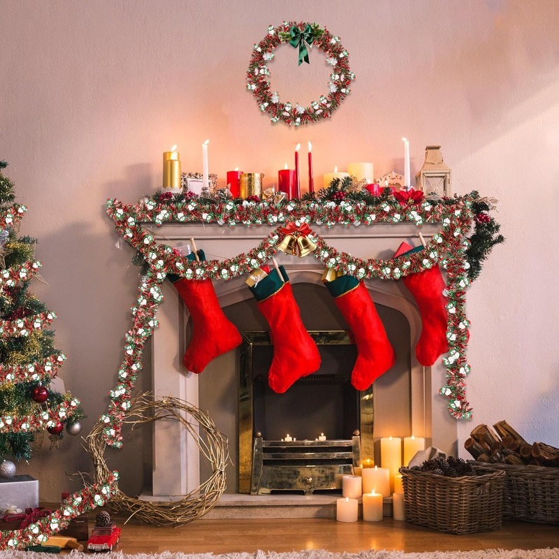 2M Red Green Christmas Tinsel  - Tinsel Garland Decoration 리뷰 및 가격