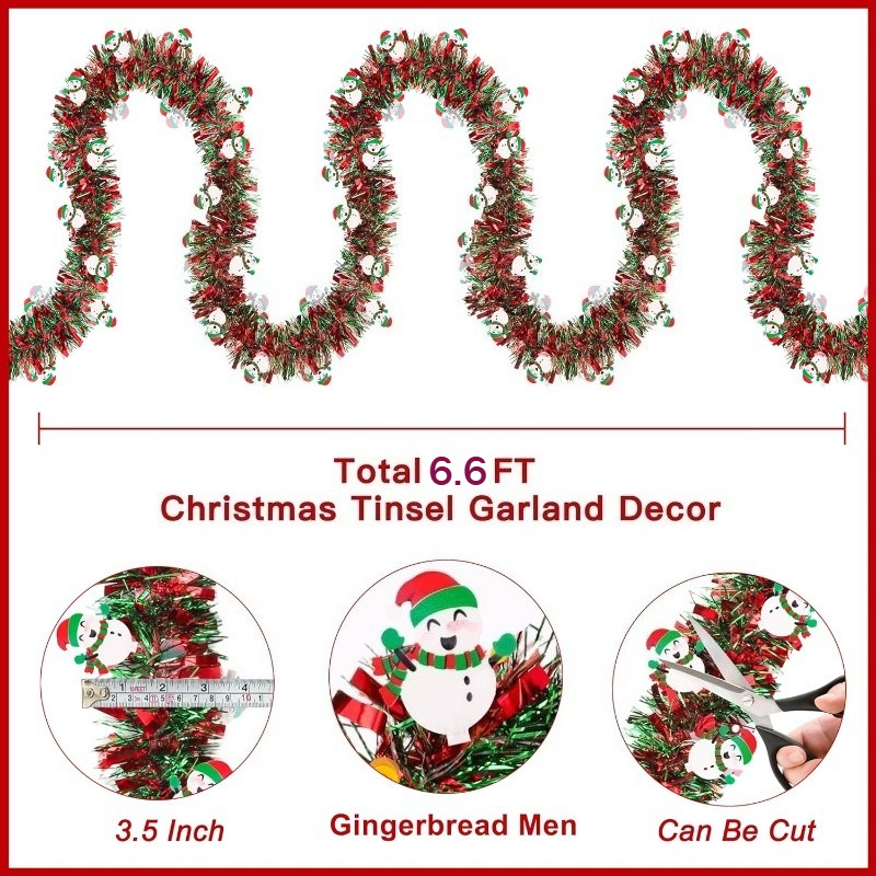 2M Red Green Christmas Tinsel  - Tinsel Garland Decoration 리뷰 및 가격