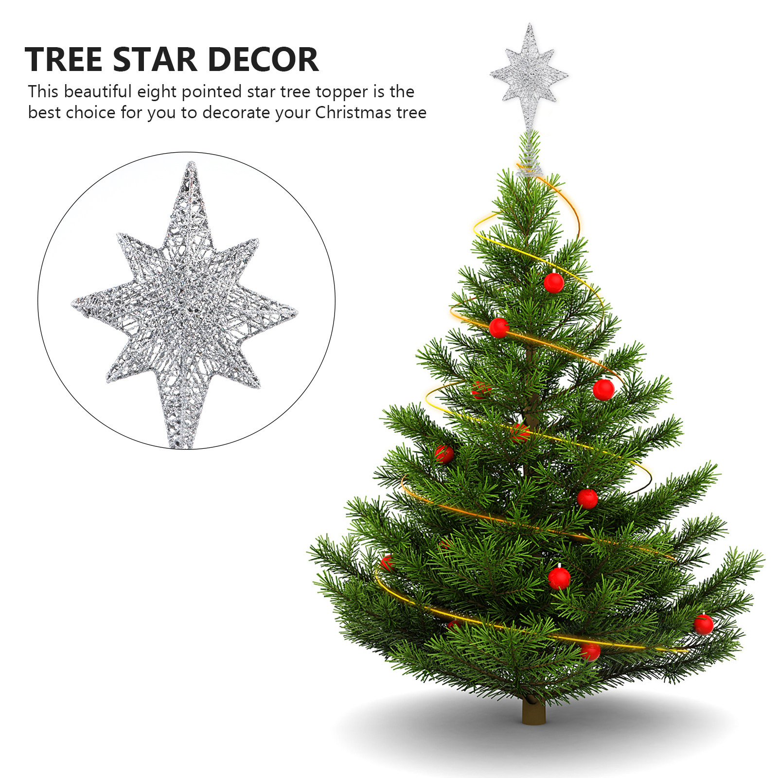 1Pcs Glittering Gold-Toned Eig - Star Tree Topper 리뷰 및 가격