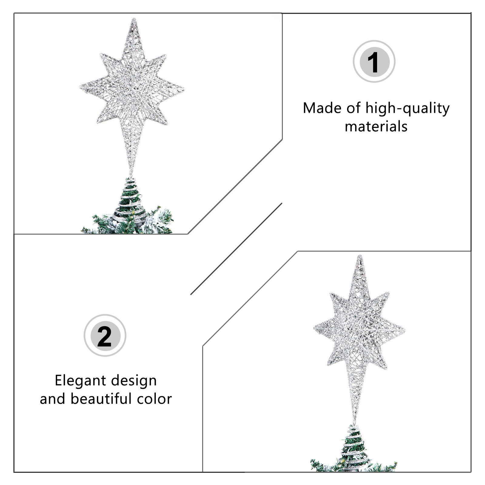 1Pcs Glittering Gold-Toned Eig - Star Tree Topper 리뷰 및 가격