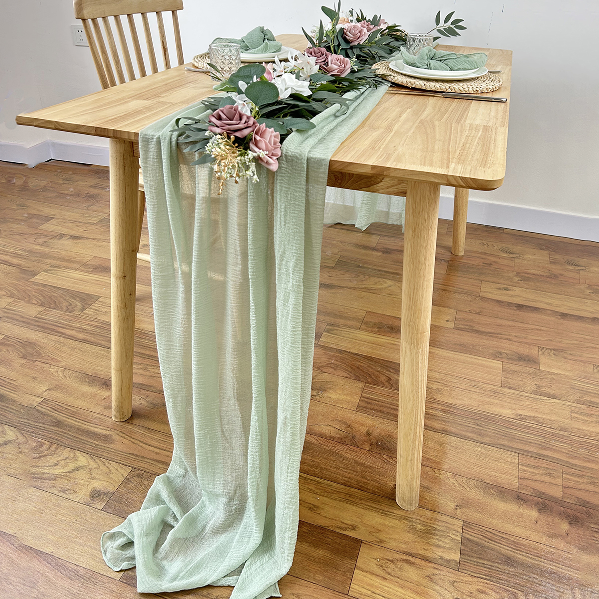 Sage Green Gauze Table Runner  - Christmas Table Runner 리뷰 및 가격