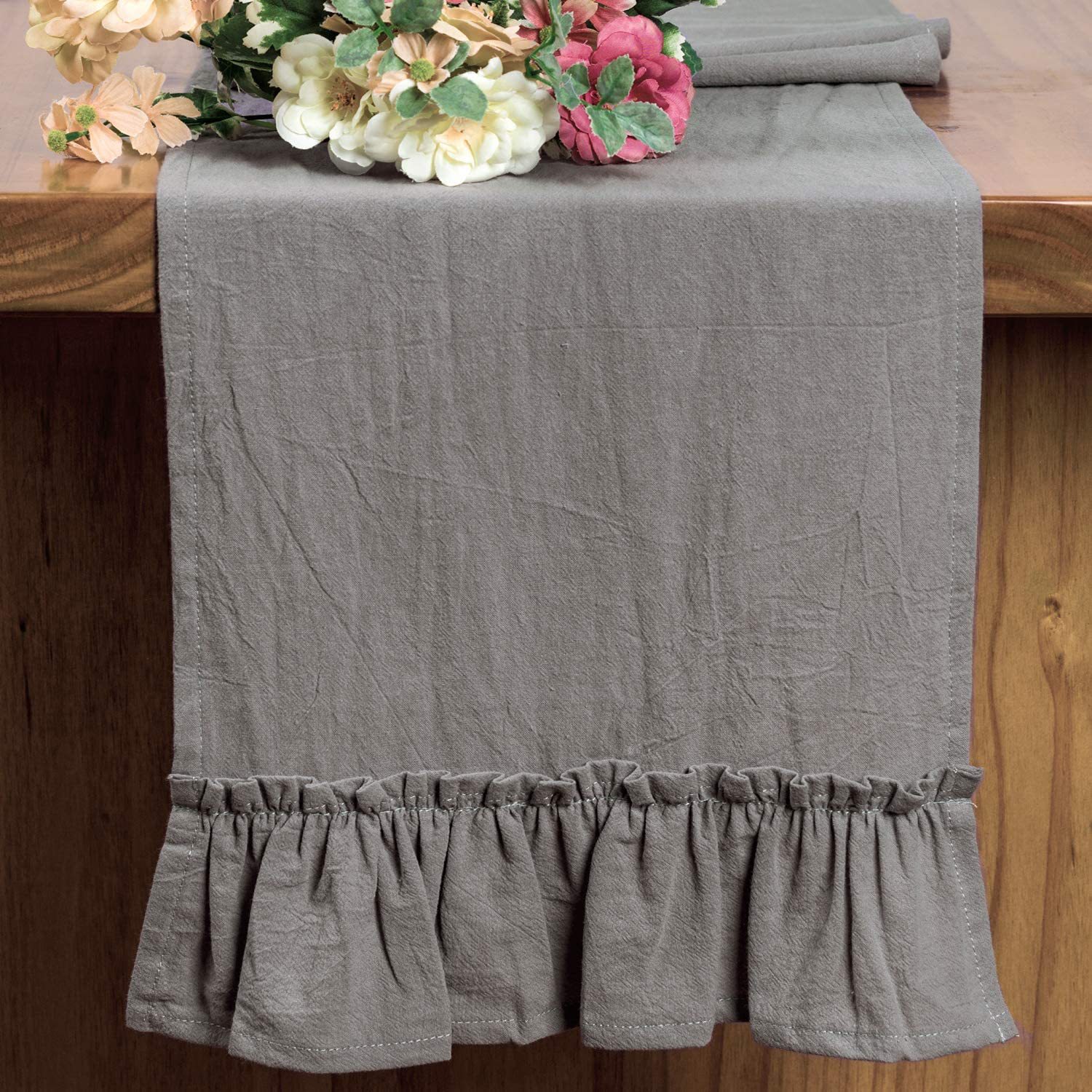 Cotton Ruffles Table Runner Ev - Christmas Table Runner 리뷰 및 가격