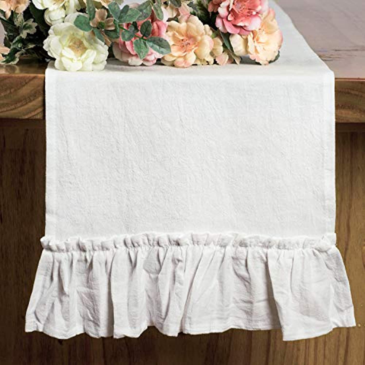 Cotton Ruffles Table Runner Ev - Christmas Table Runner 리뷰 및 가격