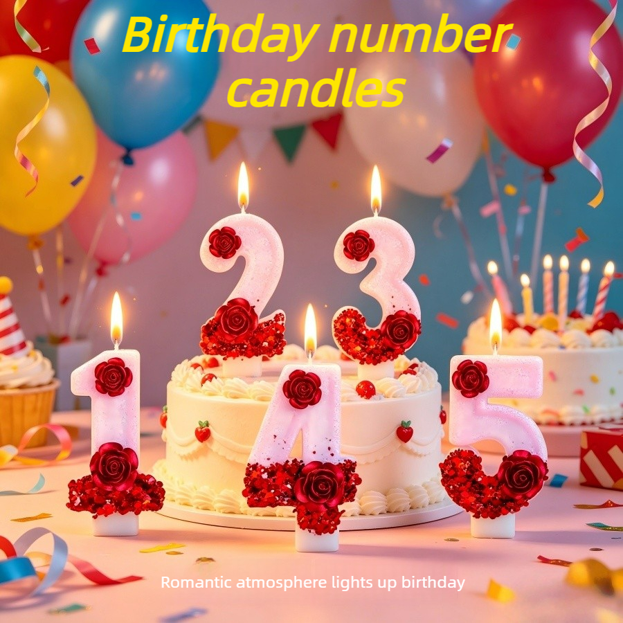 Number Pink Glitter Red Rose F - Holiday Candle Set 리뷰 및 가격