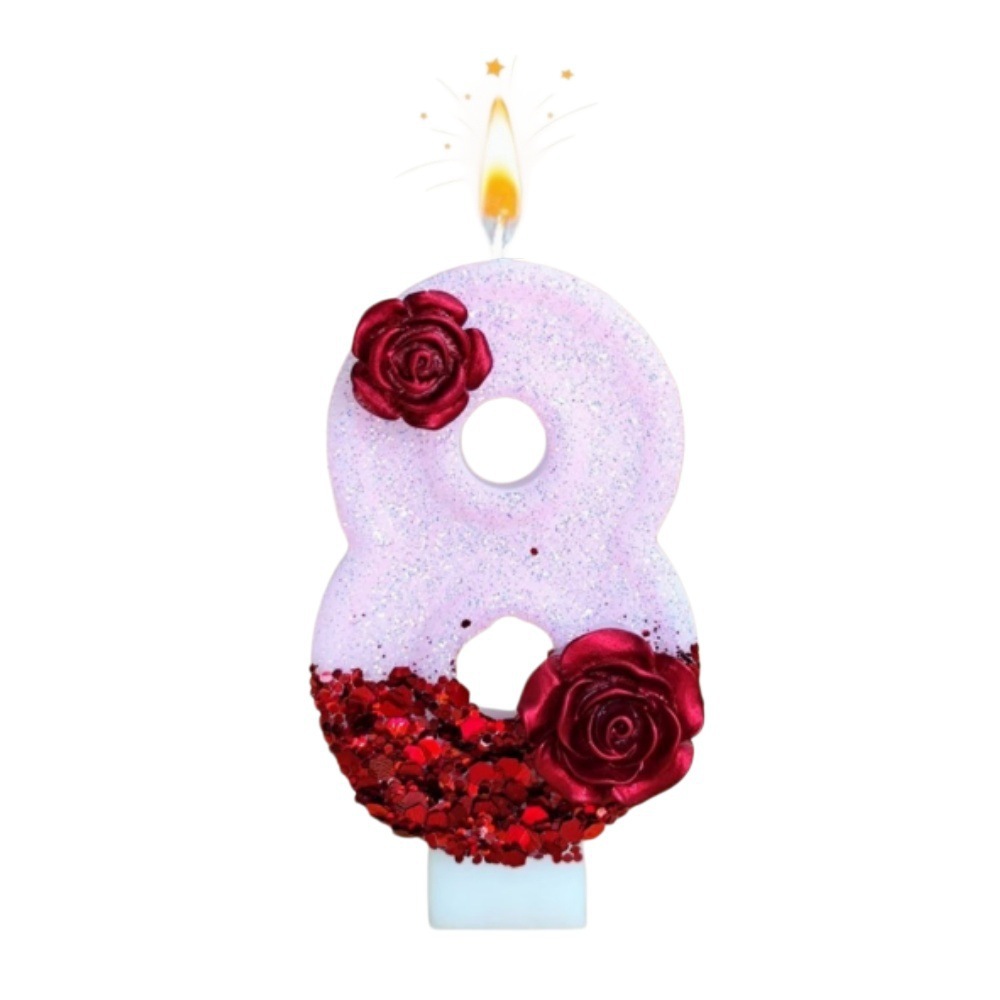Number Pink Glitter Red Rose F - Holiday Candle Set 리뷰 및 가격