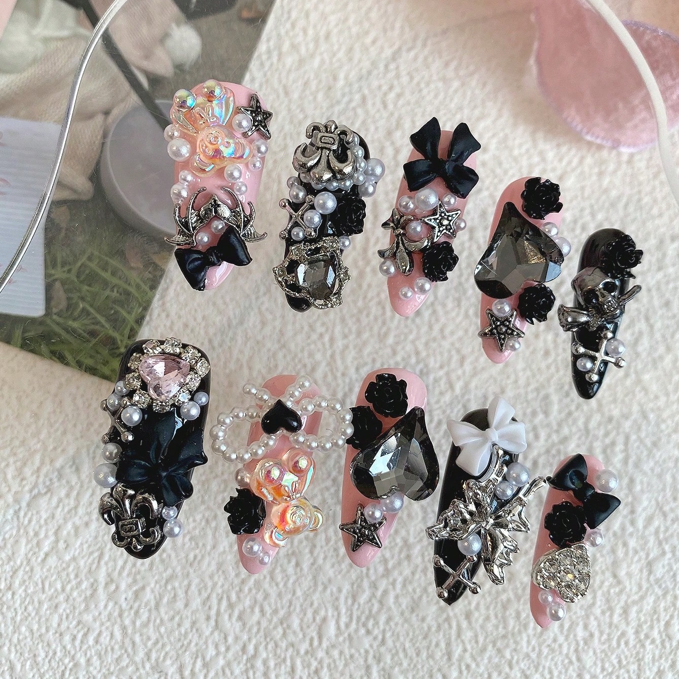 10pcs Long Coffin Pink Black G - Ribbon Bow Gift 리뷰 및 가격