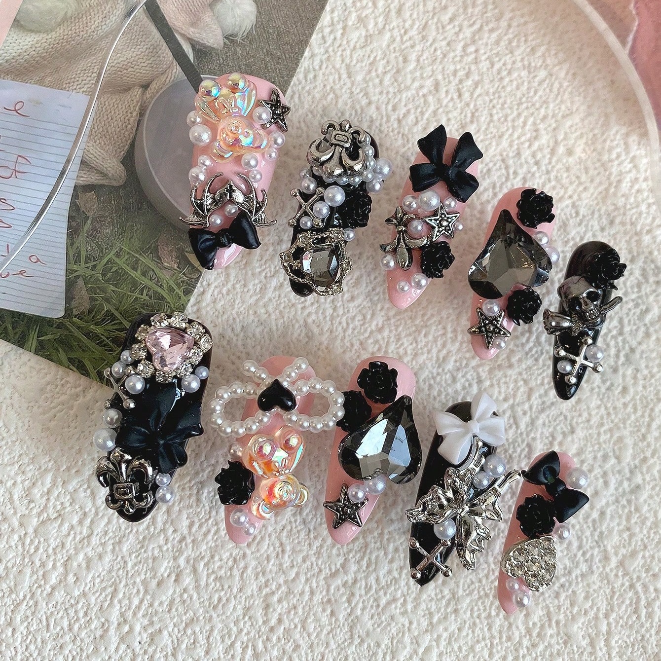 10pcs Long Coffin Pink Black G - Ribbon Bow Gift 리뷰 및 가격