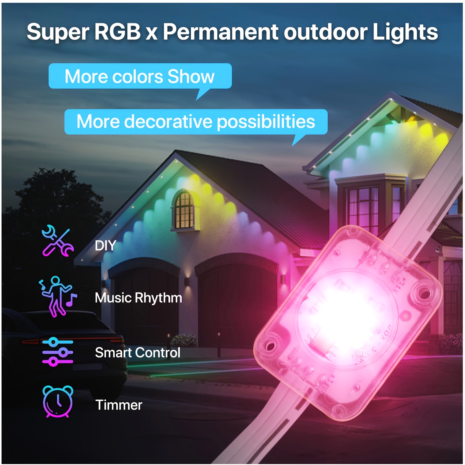 RGB+IC Smart Outdoor Eaves Lig - Christmas Lights Outdoor 리뷰 및 가격