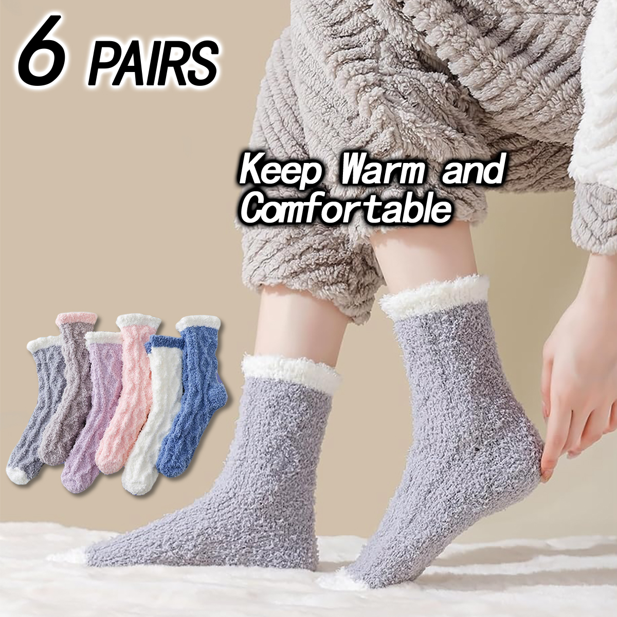 6/12 Pairs of Fuzzy Socks Soft - Christmas Stocking Hanging 리뷰 및 가격