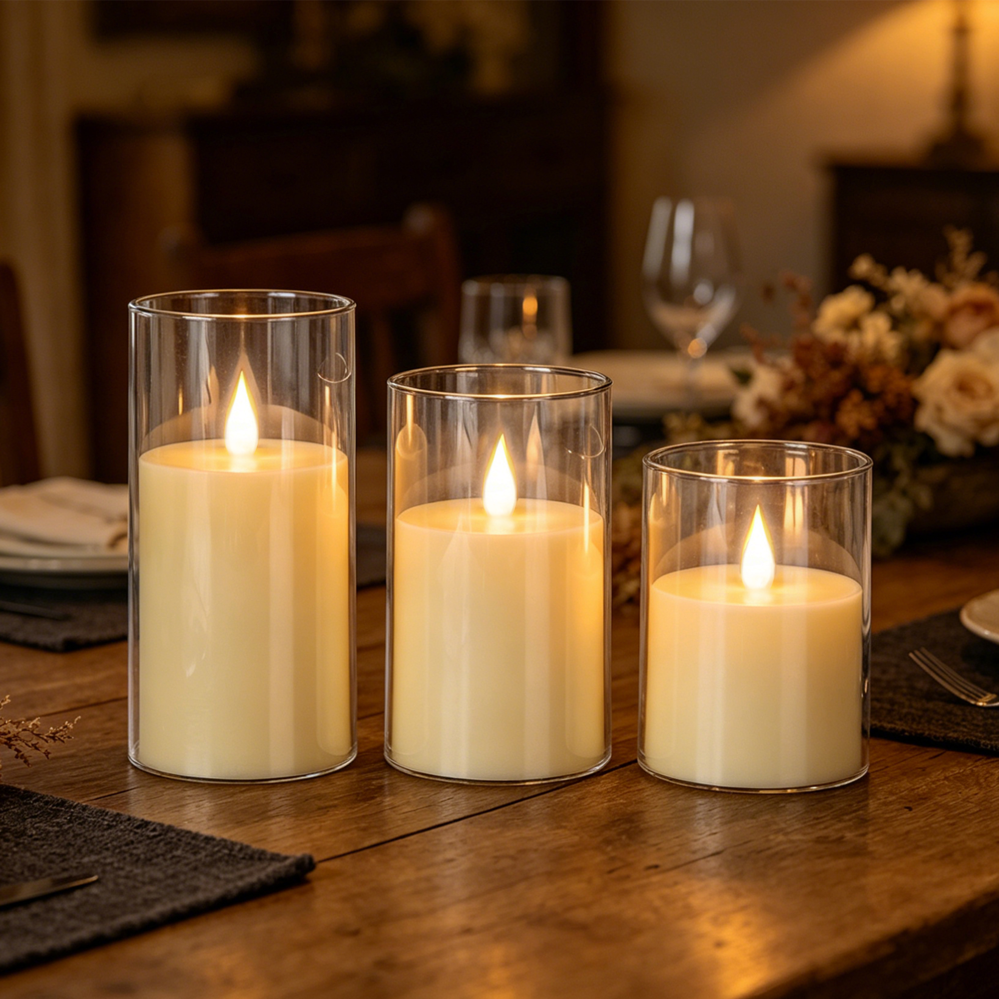 3-Piece LED Flame-Free Candle  - Holiday Candle Set 리뷰 및 가격